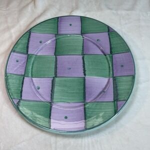 VTG 1994 Pottery Barn Sunnyside Checked Dinner Plate Italy Painted Discontinued
